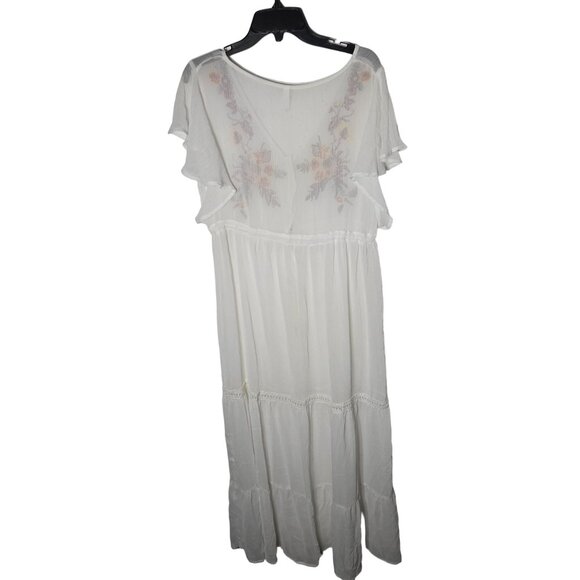 Xhilaration Floral Embroidered Duster Cardigan Size XL Long Sheer Boho Fairy - Picture 2 of 10